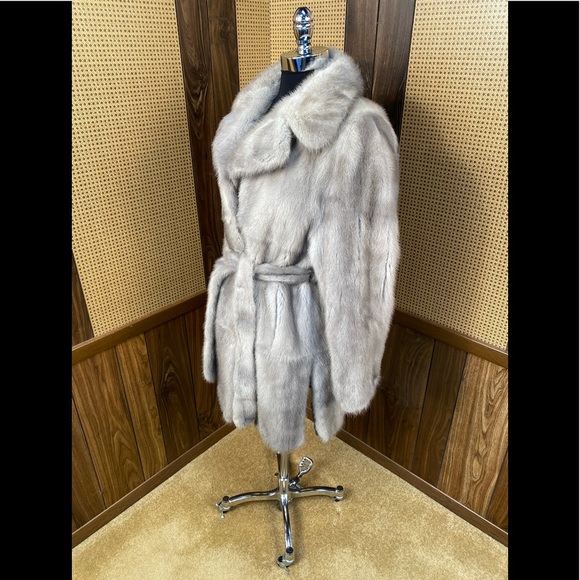 Manzari Designer Sapphire Mink Fur Coat Jacket - Picture 4 of 10
